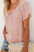 Crochet Eyelet Short Sleeves Top