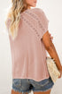 Crochet Eyelet Short Sleeves Top