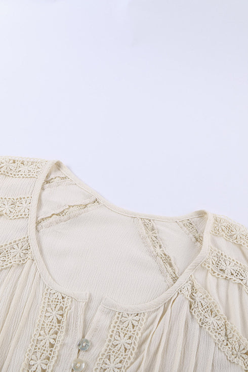 Crochet Eyelet Short Sleeves Top