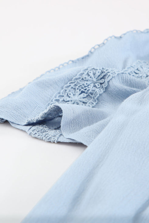 Crochet Eyelet Short Sleeves Top