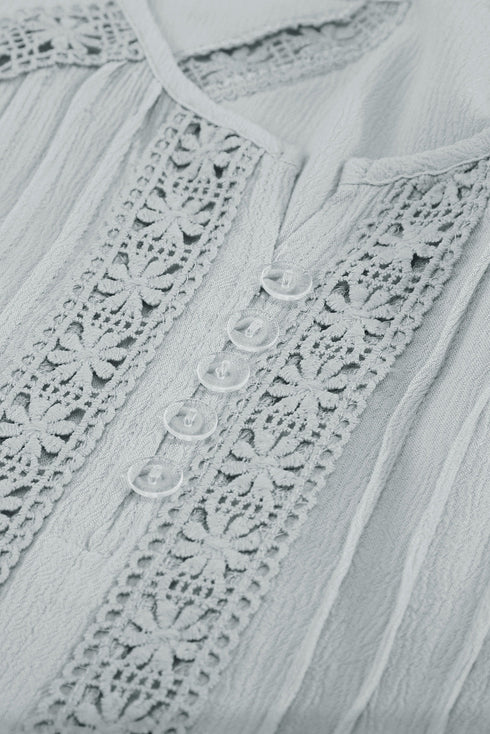 Crochet Eyelet Short Sleeves Top