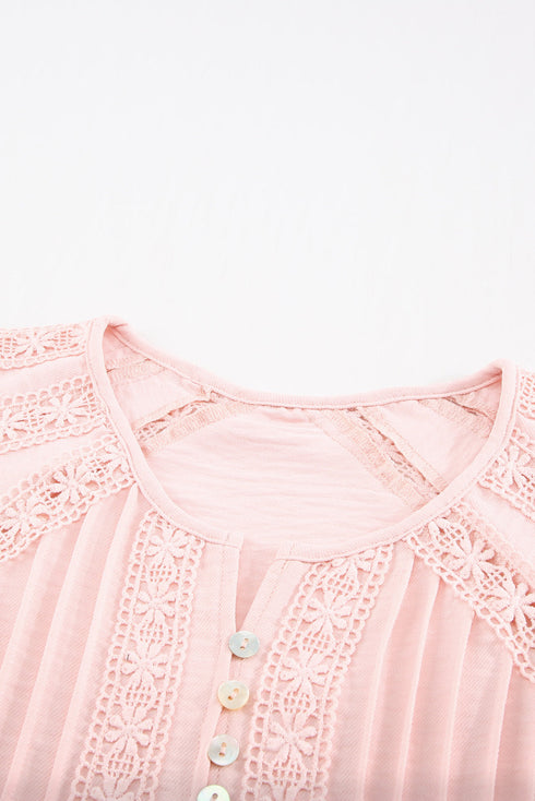 Crochet Eyelet Short Sleeves Top