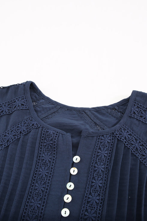 Crochet Eyelet Short Sleeves Top