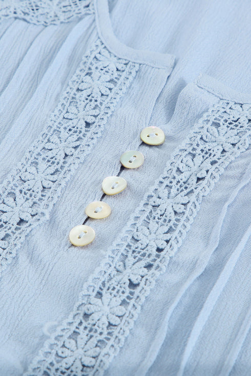 Crochet Eyelet Short Sleeves Top