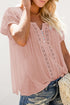 Crochet Eyelet Short Sleeves Top