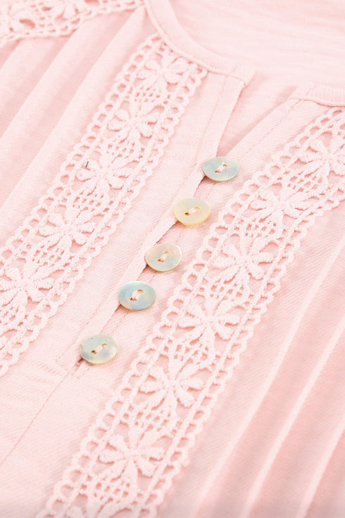 Crochet Eyelet Short Sleeves Top