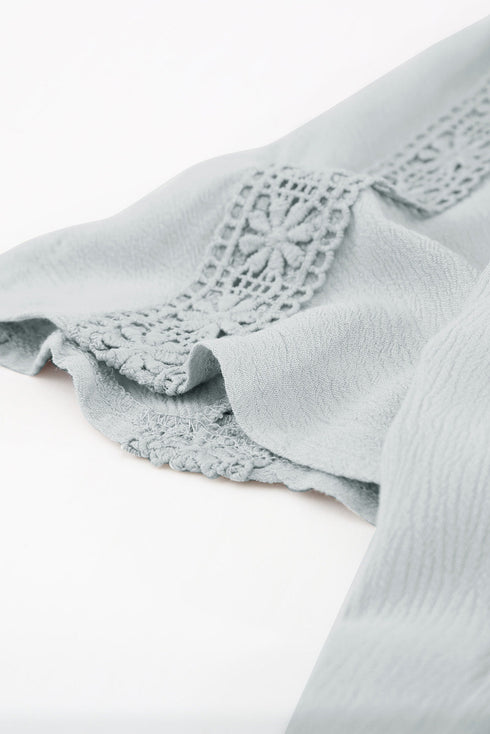 Crochet Eyelet Short Sleeves Top