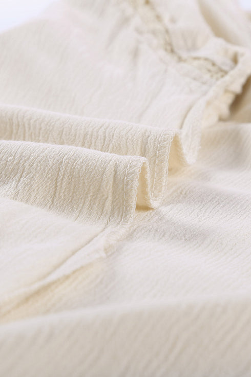 Crochet Eyelet Short Sleeves Top