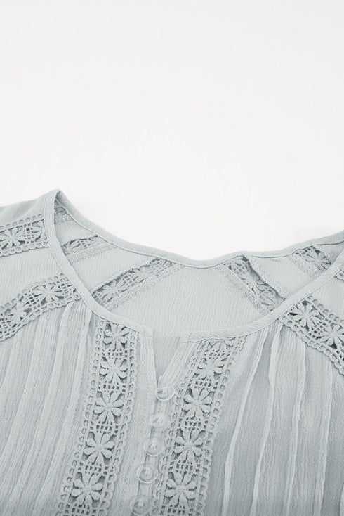 Crochet Eyelet Short Sleeves Top