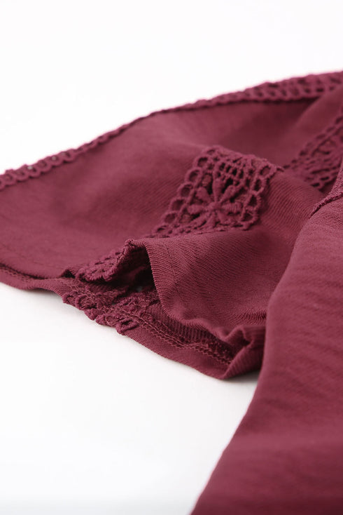 Crochet Eyelet Short Sleeves Top