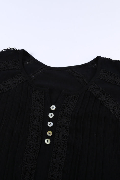 Crochet Eyelet Short Sleeves Top