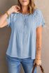 Crochet Eyelet Short Sleeves Top