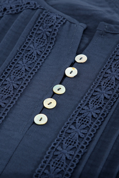 Crochet Eyelet Short Sleeves Top