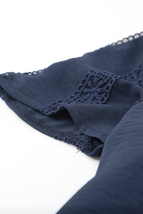 Crochet Eyelet Short Sleeves Top