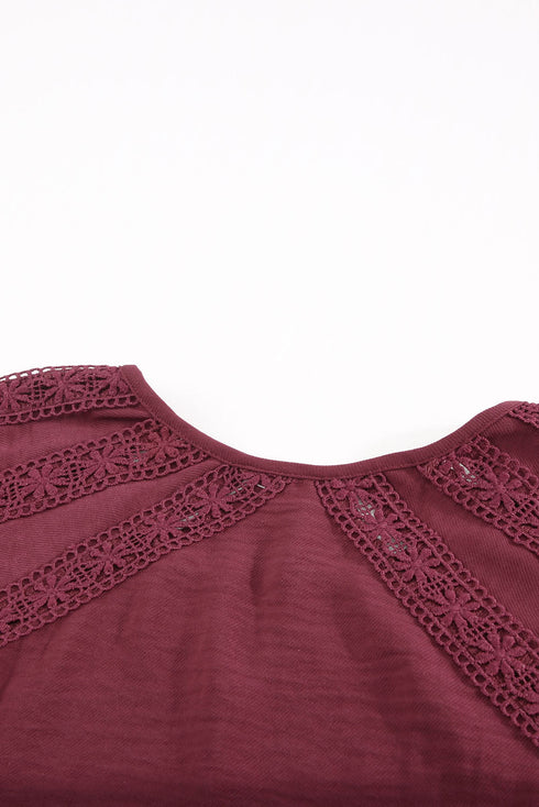 Crochet Eyelet Short Sleeves Top