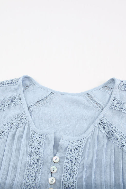 Crochet Eyelet Short Sleeves Top