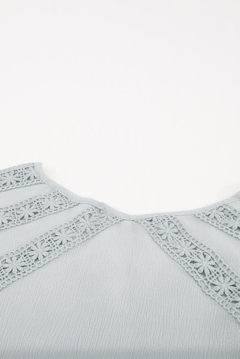 Crochet Eyelet Short Sleeves Top