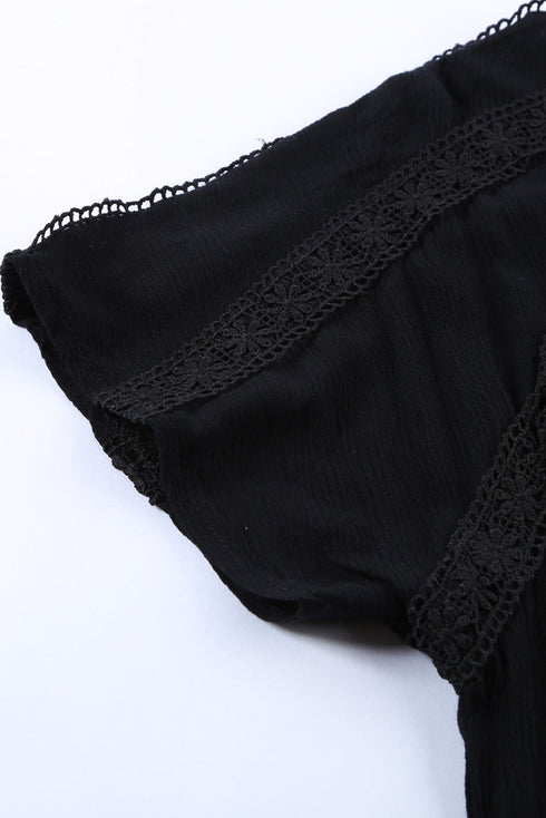 Crochet Eyelet Short Sleeves Top