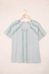 Crochet Eyelet Short Sleeves Top