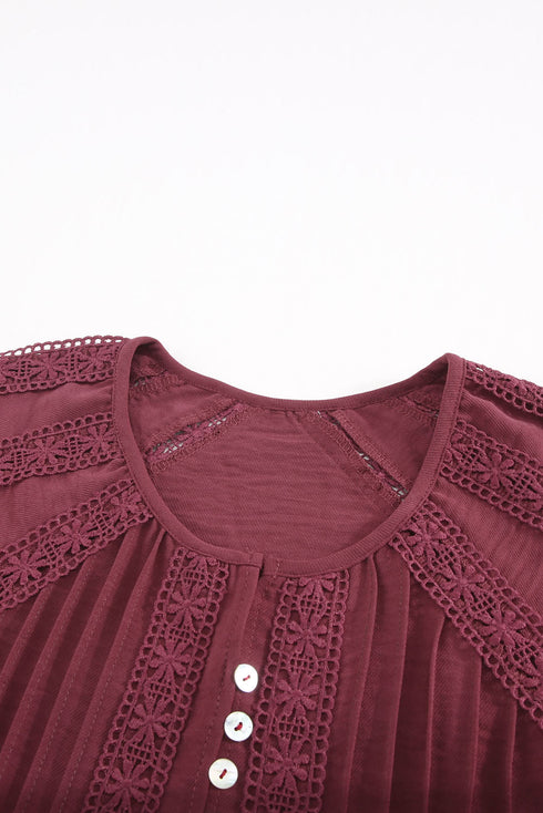 Crochet Eyelet Short Sleeves Top