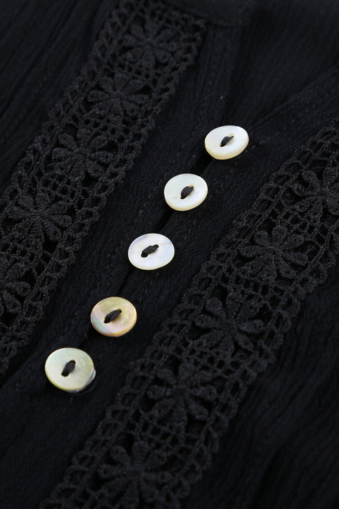 Crochet Eyelet Short Sleeves Top