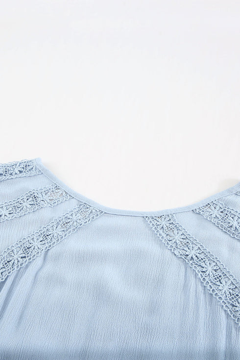 Crochet Eyelet Short Sleeves Top