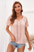 Crochet Eyelet Short Sleeves Top