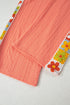 Crochet Floral Accent Textured Wide Leg Pants Set