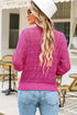 Crochet Knit V-Neck Button Front Long Sleeve Lightweight Cardigan Sweater