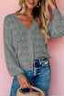 Crochet Knit V-Neck Button Front Long Sleeve Lightweight Cardigan Sweater