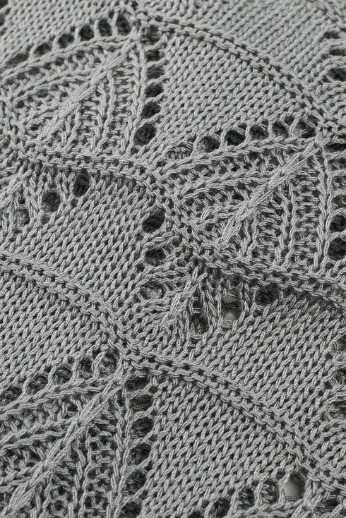 Crochet Knit V-Neck Button Front Long Sleeve Lightweight Cardigan Sweater