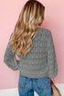 Crochet Knit V-Neck Button Front Long Sleeve Lightweight Cardigan Sweater