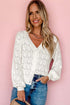 Crochet Knit V-Neck Button Front Long Sleeve Lightweight Cardigan Sweater