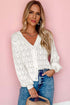 Crochet Knit V-Neck Button Front Long Sleeve Lightweight Cardigan Sweater