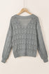 Crochet Knit V-Neck Button Front Long Sleeve Lightweight Cardigan Sweater