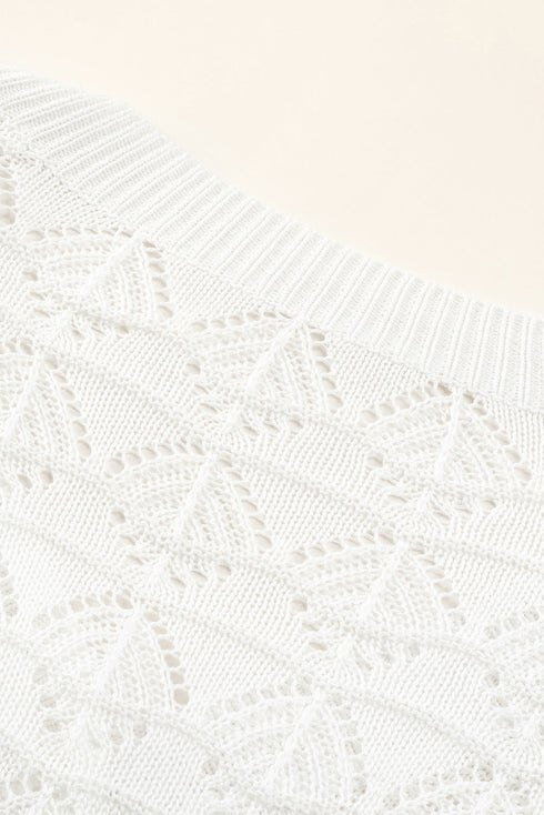 Crochet Knit V-Neck Button Front Long Sleeve Lightweight Cardigan Sweater