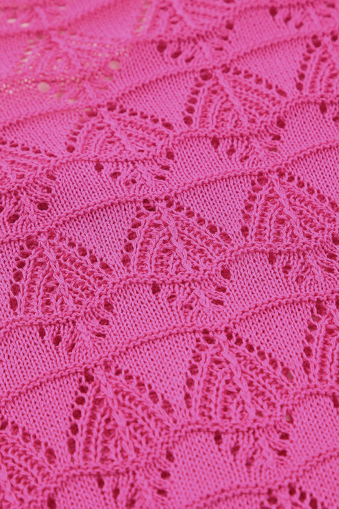 Crochet Knit V-Neck Button Front Long Sleeve Lightweight Cardigan Sweater