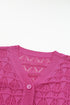 Crochet Knit V-Neck Button Front Long Sleeve Lightweight Cardigan Sweater