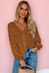 Crochet Knit V-Neck Button Front Long Sleeve Lightweight Cardigan Sweater