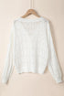 Crochet Knit V-Neck Button Front Long Sleeve Lightweight Cardigan Sweater
