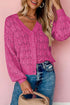 Crochet Knit V-Neck Button Front Long Sleeve Lightweight Cardigan Sweater