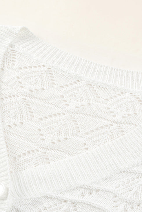 Crochet Knit V-Neck Button Front Long Sleeve Lightweight Cardigan Sweater