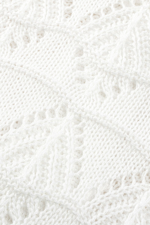 Crochet Knit V-Neck Button Front Long Sleeve Lightweight Cardigan Sweater