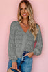 Crochet Knit V-Neck Button Front Long Sleeve Lightweight Cardigan Sweater