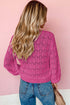 Crochet Knit V-Neck Button Front Long Sleeve Lightweight Cardigan Sweater
