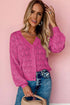 Crochet Knit V-Neck Button Front Long Sleeve Lightweight Cardigan Sweater