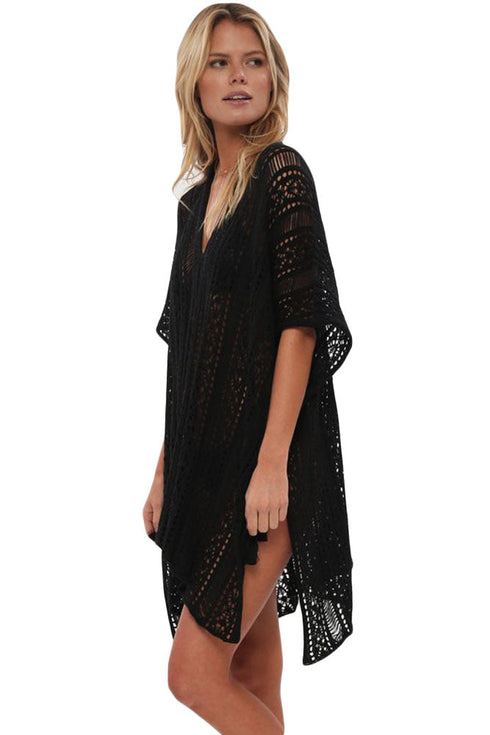 Crochet Knitted Tassel Tie Kimono Beachwear