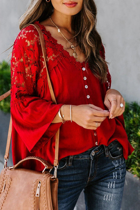 Crochet Lace Button Top