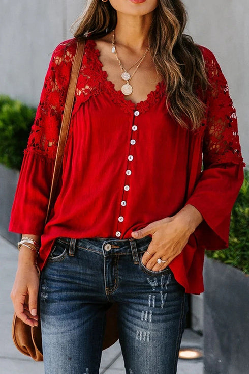 Crochet Lace Button Top