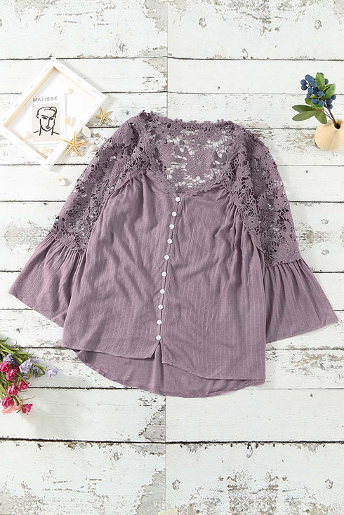 Crochet Lace Button Top